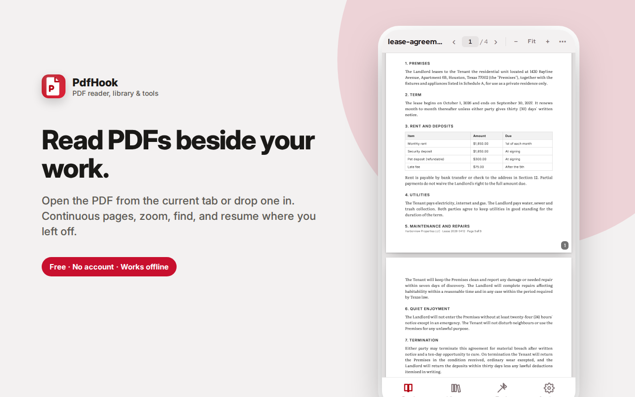 Read PDFs beside your work. — PdfHook – PDF Reader, Merge, Split & Convert