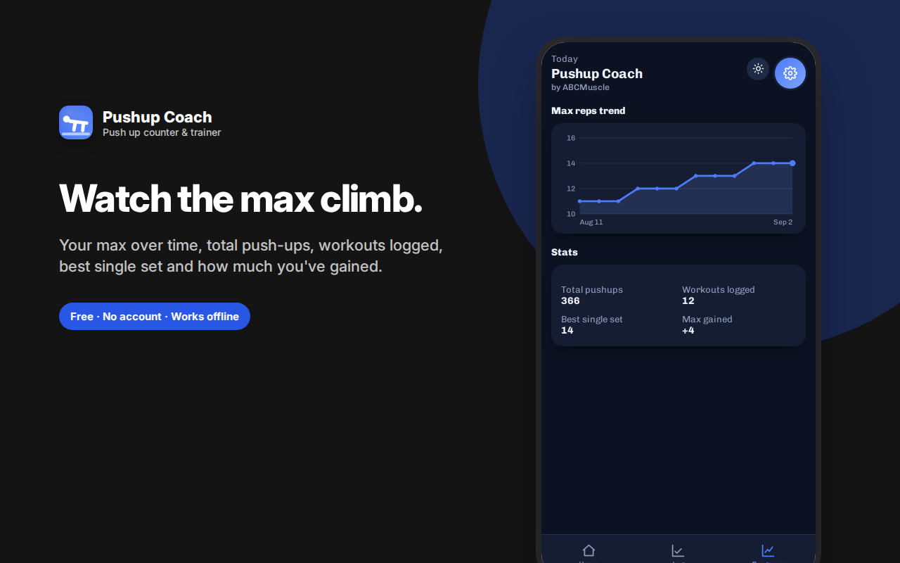 Watch the max climb. — Pushup Coach – Push-up Counter & Training Plan