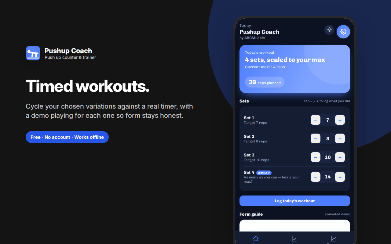 Timed workouts. — Pushup Coach – Push-up Counter & Training Plan