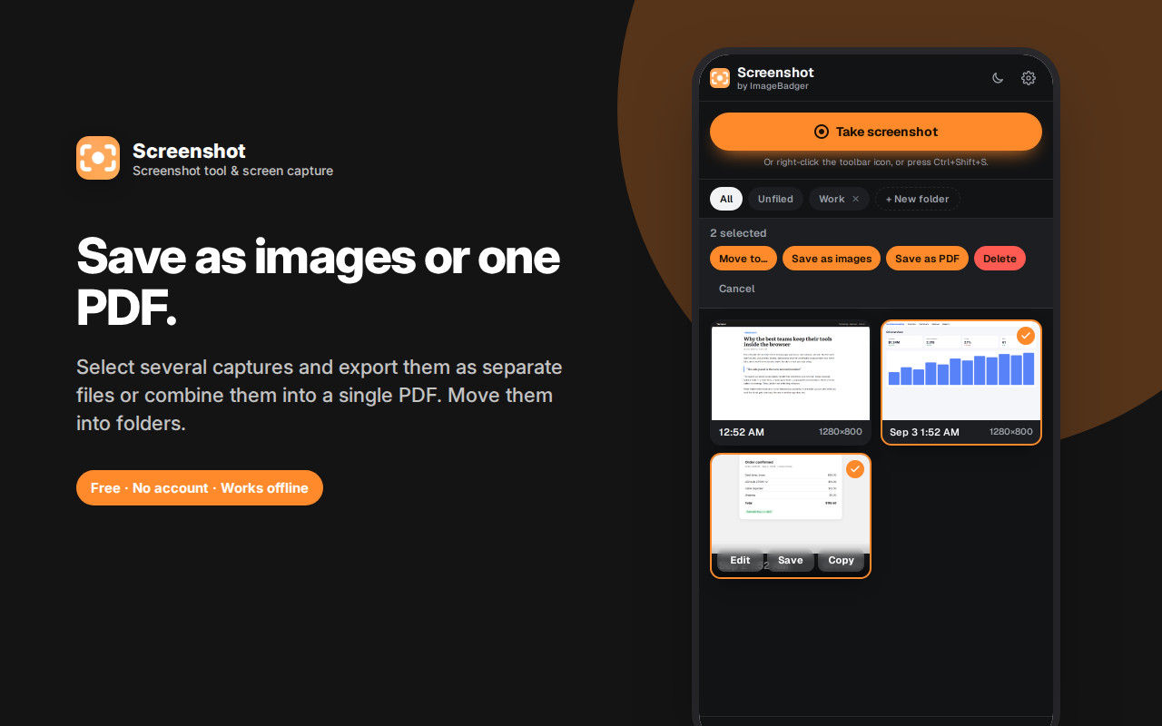 Save as images or one PDF. — Screenshot – Capture, Annotate & Save to PDF