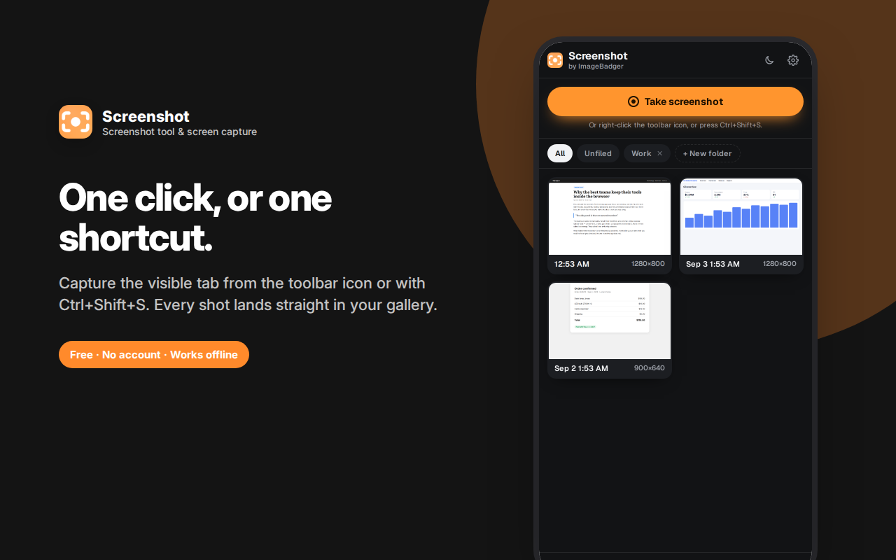One click, or one shortcut. — Screenshot – Capture, Annotate & Save to PDF